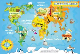 fototapeta-mapa-swiata-zwierzeta-dziecieca-395x280