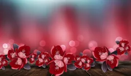 fototapeta-malownicze-liscie-deski-kwiaty-395x280
