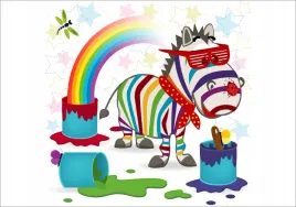 fototapeta-3d-dla-dzieci-zebra-tecza-200x130-fliz