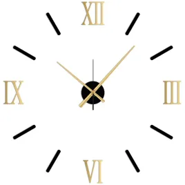 zloty-rzymski-zegar-scienny-czarne-kreski-cichy-mechanizm-romano-gold-70