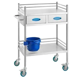 wozek-laboratoryjny-medyczny-2-poziomy-2-szuflady-stal-nierdzewna