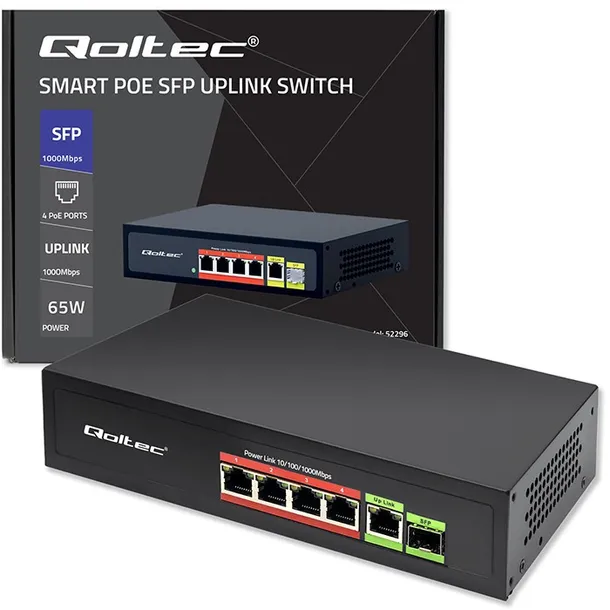 switch-poe-qoltec-52296-6-portow-waga-z-opakowaniem-0-15-kg-liczba-portow-6