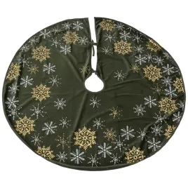 dekoracja-choinkowa-100cm-materialowa-oslona-ze-sniezynkami-ciemnozielona