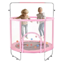 trampolina-mala-domowa-dla-dzieci-do-domu-i-ogrodu-z-siatka-rozowa-147-cm