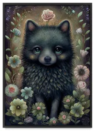 plakat-dla-dziecka-obrazki-dzieciece-wilk-61x91-cm-w-czarnej-ramie