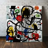 obraz-na-plotnie-abstrakcja-joan-miro-100x100-cm-stan-nowy