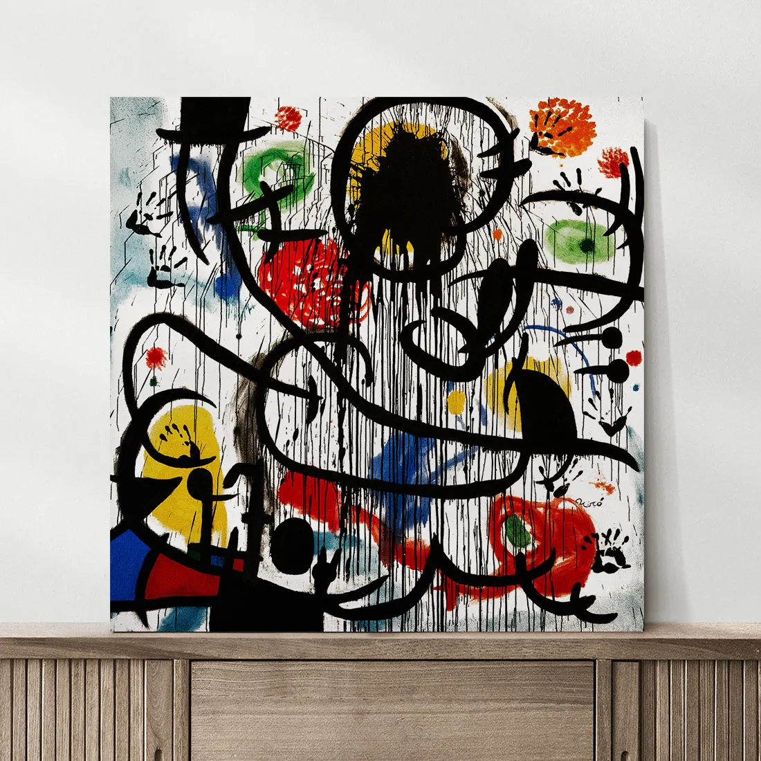 obraz-na-plotnie-abstrakcja-joan-miro-100x100-cm-stan-nowy