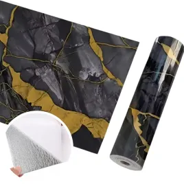 panele-scienne-3d-tapeta-samoprzylepna-marmur-czarny-zloty-60x280cm