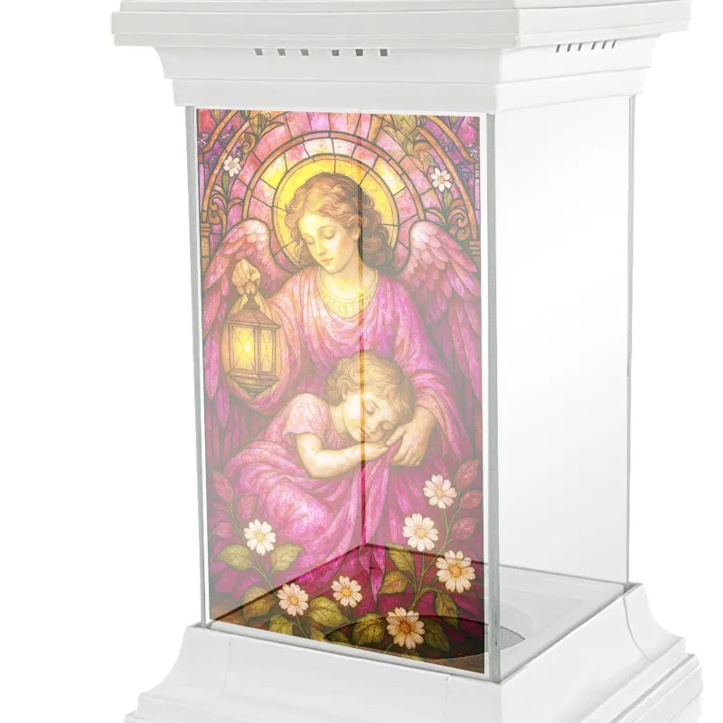 Znicz z Kolorowym Nadrukiem Kapliczka Anioł Stróż na Grób Dziecka Córki