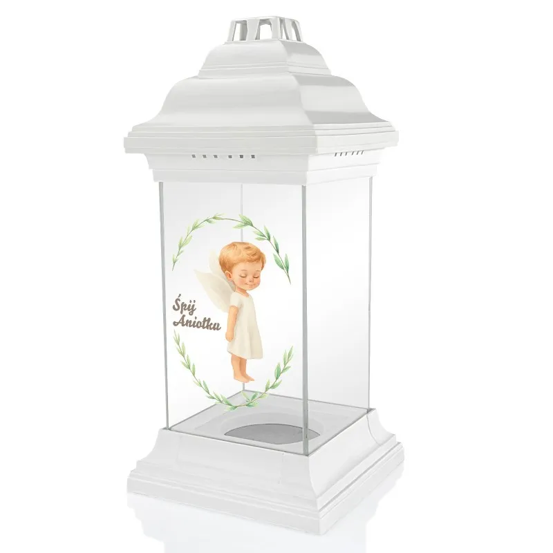 Znicz LAMPION kapliczka na GRÓB CHŁOPCA z nadrukiem