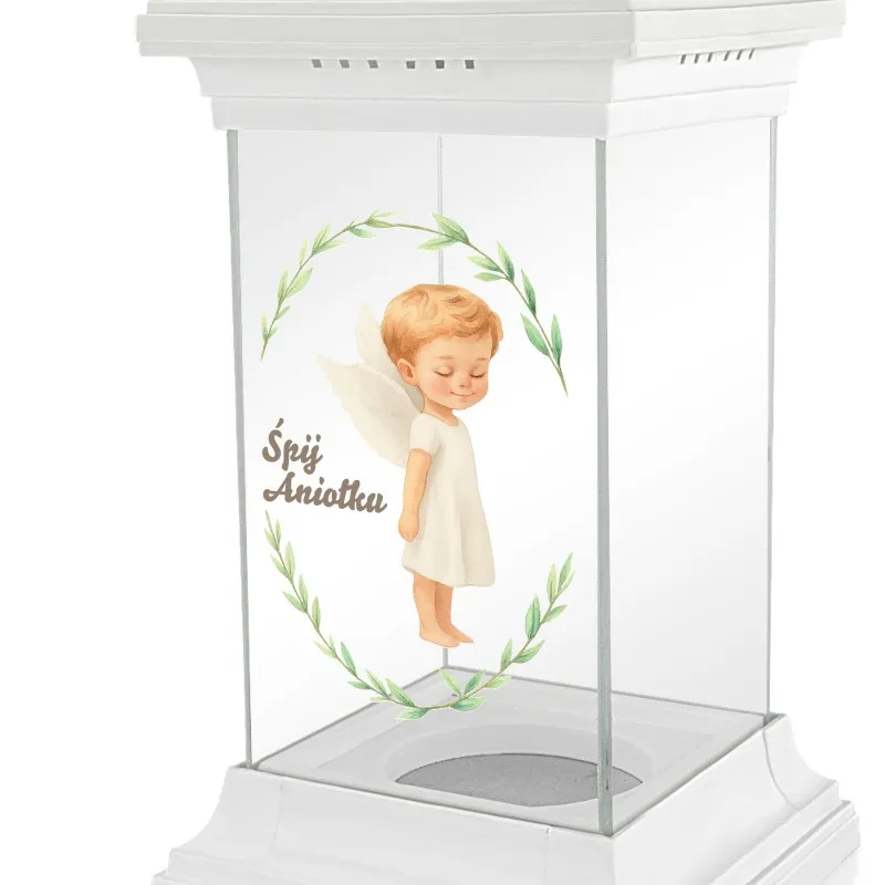 Znicz LAMPION kapliczka na GRÓB CHŁOPCA z nadrukiem