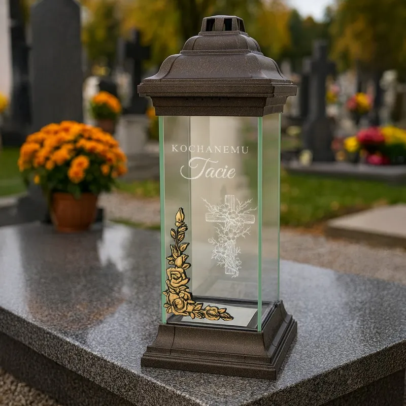 ZNICZ Lampion z GRAWEREM dla TATY na GRÓB