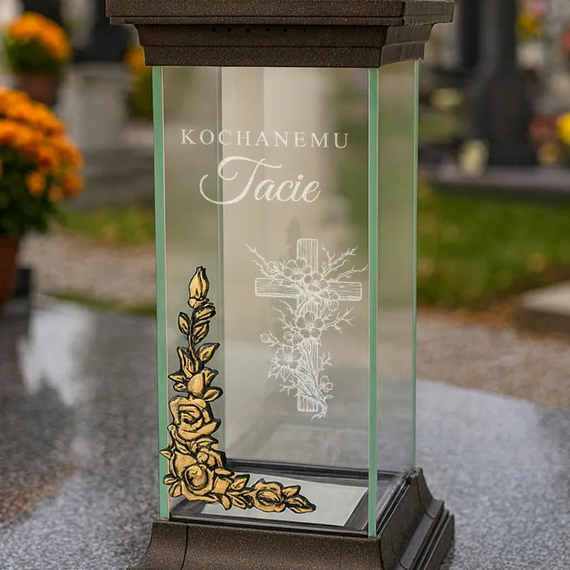 ZNICZ Lampion z GRAWEREM dla TATY na GRÓB