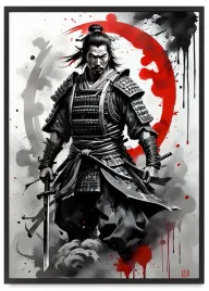 plakat-samuraj-rownowaga-w-ramie-61x91-cm-w-czarnej-ramie