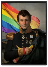 plakat-ramka-portret-general-teczowa-flaga-40x50-cm-w-czarnej-ramie