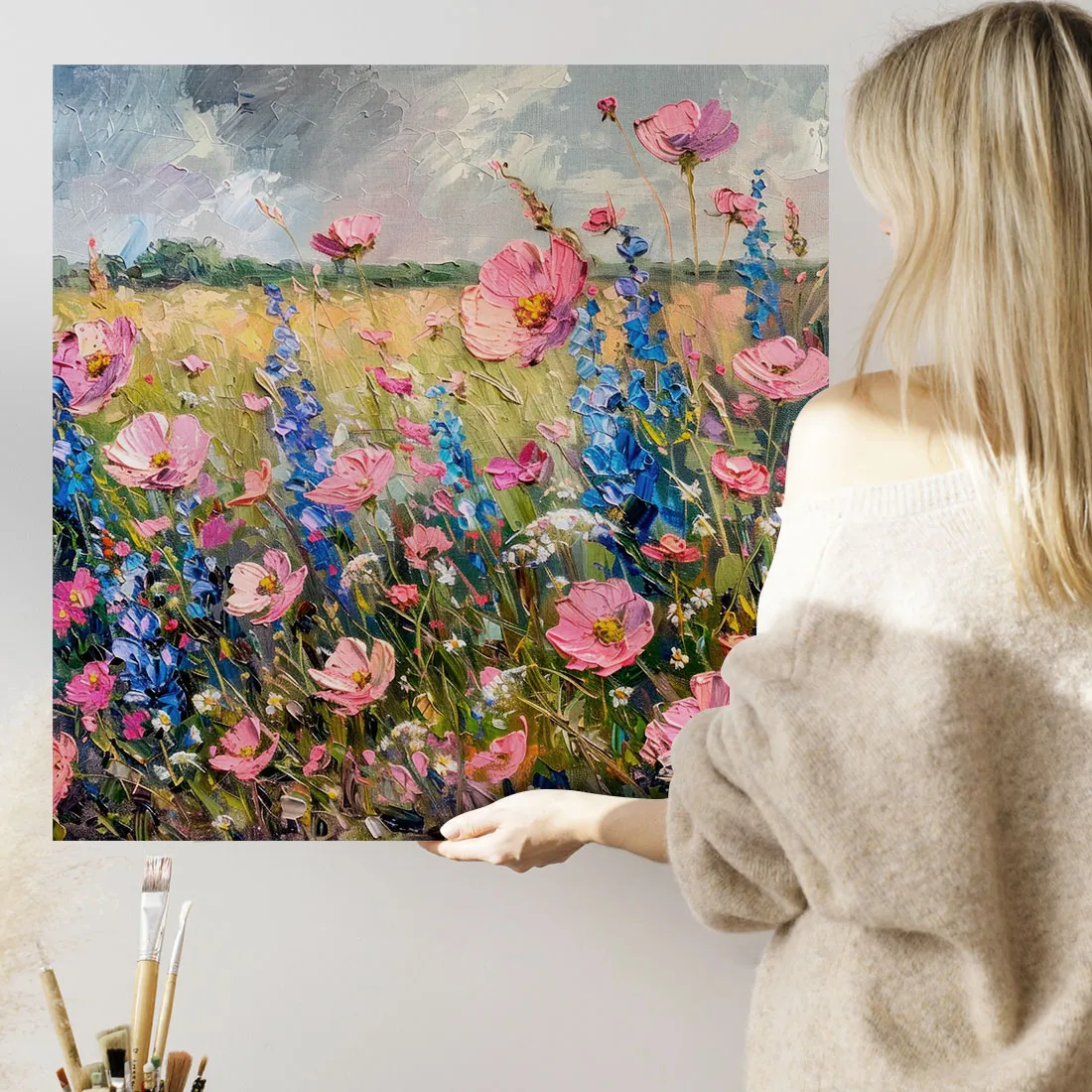 obraz-na-plotnie-kwiaty-polne-100x100-cm