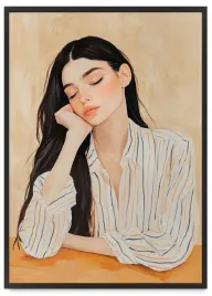 plakat-w-ramie-ilustracja-dziewczyna-w-koszuli-40x50-cm-w-czarnej-ramie