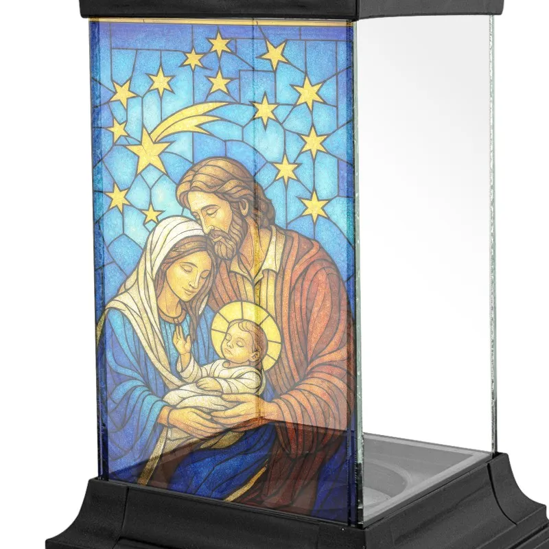 LAMPION WITRAŻOWY ŚWIĄTECZNY CZARNY Z NADRUKIEM