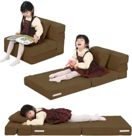 rozkladana-sofa-dziecieca-3w1-z-materacem-brazowa-sztruksowa