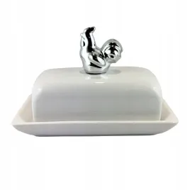 maselniczka-ceramiczna-biala-ze-srebrnym-kogutem