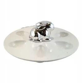 talerz-na-jajka-bialy-ze-srebrnym-krolikiem