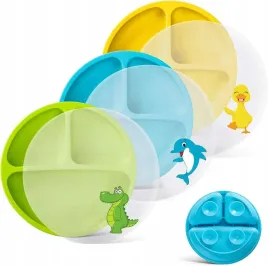 talerz-silikonowy-dla-dzieci-z-przegrodkami-przyssawkami-i-pokrywka-3szt