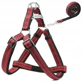 szelki-dla-psa-odblaskowe-regulowane-smycz-s-bordowy