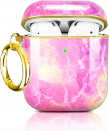 etui-airpods-rozowy-marmur-karabinczyk-ochrona-360