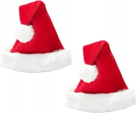 czapka-swietego-mikolaja-z-pomponem-miekka-pluszowa-zestaw-2-sztuk