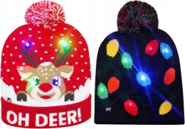czapka-swiateczna-swiecaca-led-zimowa-unisex-zestaw-2szt-czerwona-i-czarna