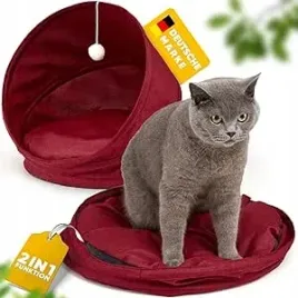 legowisko-domek-dla-kota-poduszka-lozko-rozmiar-l-kolor-czerwony-2w1