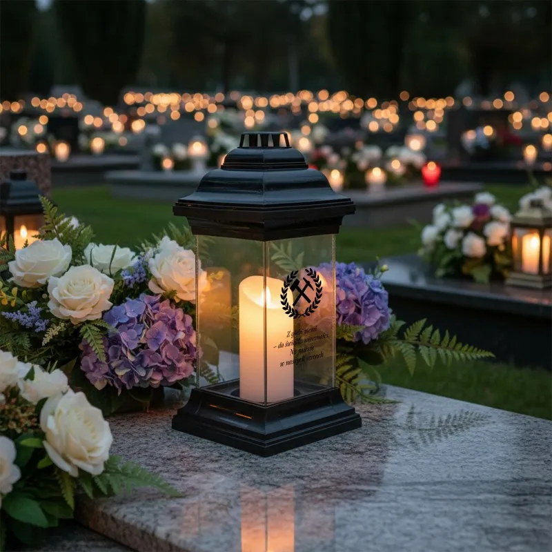 Znicz dla Górnika z Nadrukiem Dedykacji Grafiki Kapliczka na Grób Cmentarz