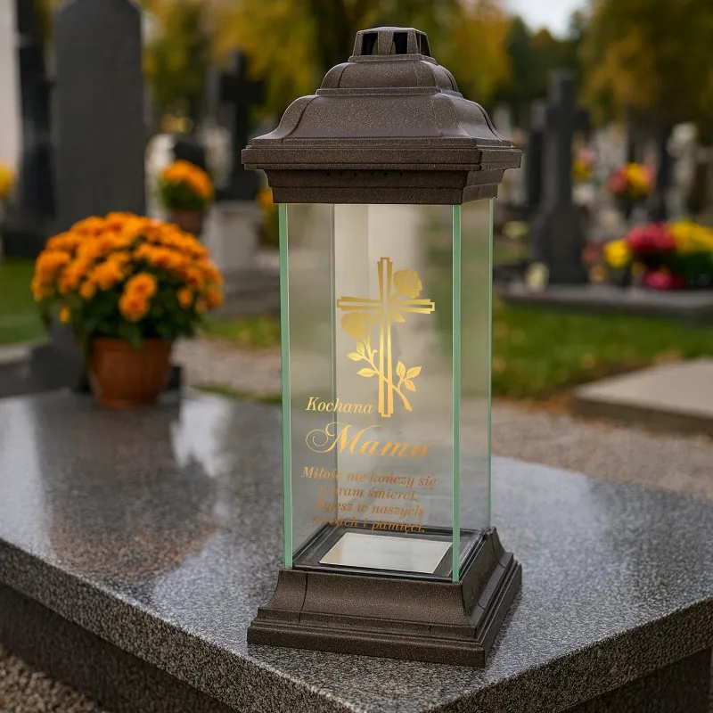 ZNICZ Lampion Kapliczka z Nadrukiem dla MAMY na Grób