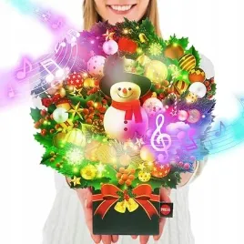 kartka-swiateczna-3d-z-koleda-i-koperta-wianek-ze-snieznym-balwankiem