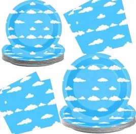zastawa-stolowa-zestaw-talerzykow-serwetek-blekitne-niebo-biale-chmury