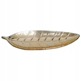 talerz-ozdobny-ceramiczny-lisc-zloty-29x11x35cm