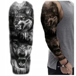 tatuaz-rekaw-wilk-wilkolak-noc-zmywalny-tymczasowy-wodny