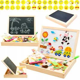 tablica-magnetyczna-dla-dzieci-drewniana-dwustronna-100el-farma-naklejki