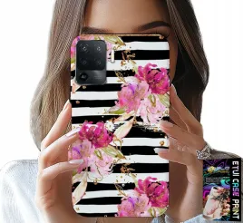 etui-do-oppo-f19-pro-kwiatki-w-czarno-biale-paski-wzory