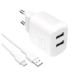 ladowarka-sieciowa-2x-usb-a-prolite-10w-z-kablem-usb-a-usb-c-1-2m-biala