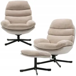 fotel-obrotowy-podnozek-zaokraglona-forma-funkcja-bujania-bezowa-tkanina