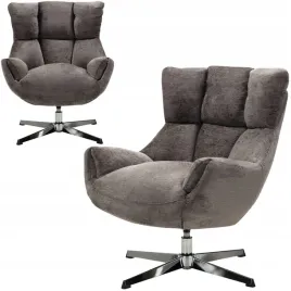 fotel-obrotowy-chromowane-nozki-brazowo-szara-tkanina-wygodne-siedzisko