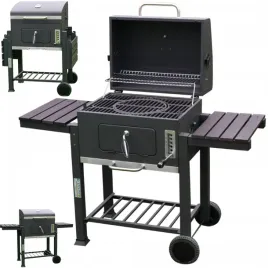 grill-weglowy-z-pokrywa-i-polkami-na-kolkach-ogrodowy-termometr-xxl-szary