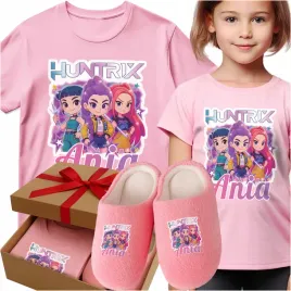 zestaw-koszulka-pantofle-imie-kpop-demon-hunters-huntrix-prezent-urodziny