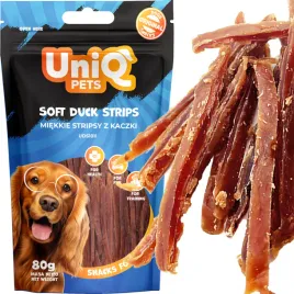 przysmak-przekaska-dla-psa-miekkie-paski-z-kaczki-stripsy-94percent-uniq-80g