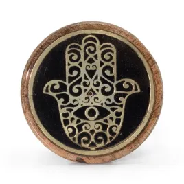 okragla-podstawka-z-drewna-mango-i-zloto-czarnego-metalu-hamsa