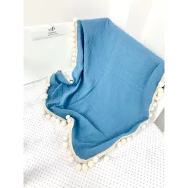 koc-muslinowy-pompony-100x75-deep-blue