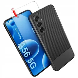 etui-czarne-do-samsung-a56-5g-pancerne-carbon-case-szklo-9h