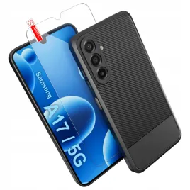 etui-czarne-do-samsung-a17-5g-pancerne-carbon-case-szklo-9h