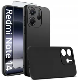 etui-czarne-matowe-silikon-slim-do-xiaomi-redmi-note-14-4g-szklo-9h